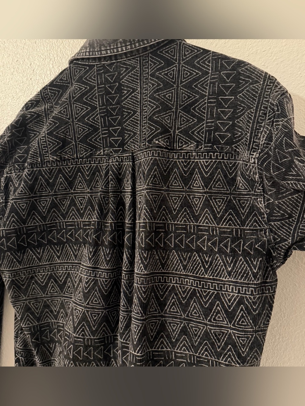 La Miel Shaket Jacket Southwestern Fringe Button Denim Courdaroy Shirt Black MD - Picture 10 of 12